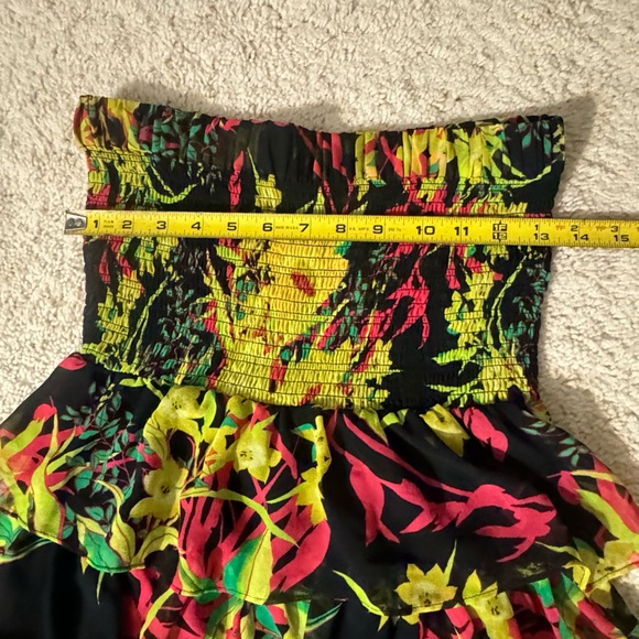 Tropical Strapless Tiered Mini Dress - Picture 4 of 6